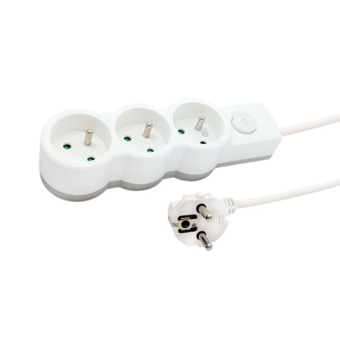 Przedłużacz 3-gniazdowy z uziemieniem i wyłącznikiem 5m