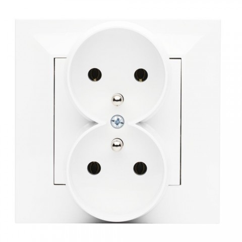 Gniazdo podwójne z uziemieniem z ramką