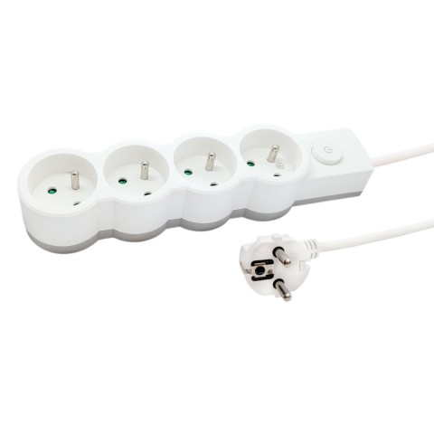 Przedłużacz 4-gniazdowy z uziemieniem i wyłącznikiem 3m