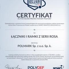 Certyfikat ACTIVE SILVER PROTECTION BY POLYDEF